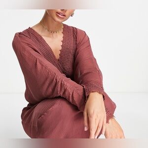 ASOS bohemian whimsy romantic Mauve Lace-Trim Maxi Dress size 0